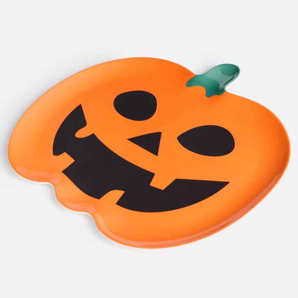 OHS 2 Pack Orange Pumpkin Shaped Plastic Serving Platters for Halloween – 4