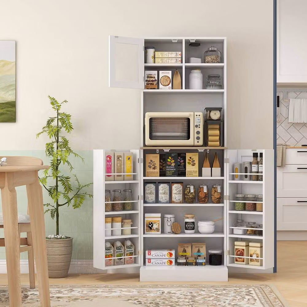 Wyld Haus Tabetti Modern White Kitchen Storage Tall Unit with Glass Doors, W/D/H: 60.0 x 35.0 x 169.0 cm – 3