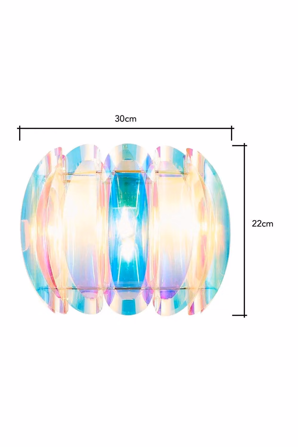 BHS Lighting Glow Taco Iridescent Easy Fit Light Shade, Multicolour, W: 22 cm, D: 22 cm, H: 30 cm – 2