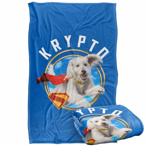 LOGOVISION Superman 2025 Krypto Sky Super Soft Fleece Throw Blanket, Multicolour, W: 91.44 cm x L: 147 cm