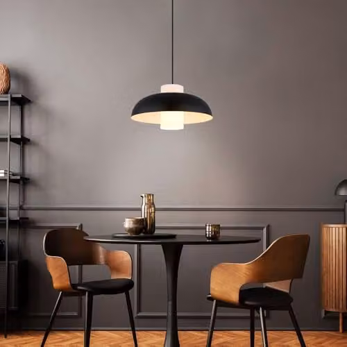Globo Lighting Black Matt Dome Pendant Light with Glass Shade and E27 Socket, Height: 38 cm, W/D/H: 38 x 38 x 38 cm – 3