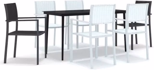 Berkfield Home 7 Piece Modern Garden Dining Set in Black and White