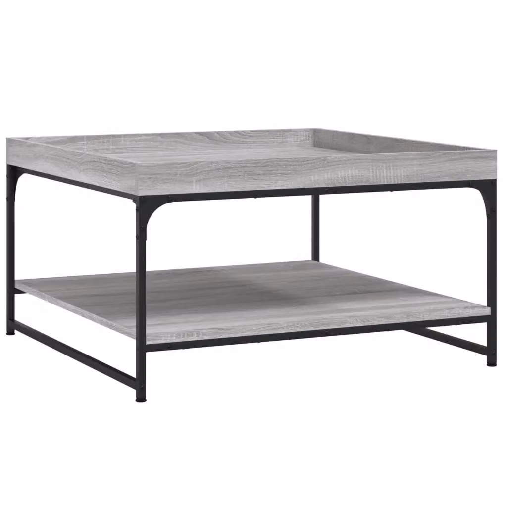 Berkfield Home Grey Sonoma Coffee Table with Engineered Wood and Iron, W/D/H: 80 x 80 x 45 cm – 2