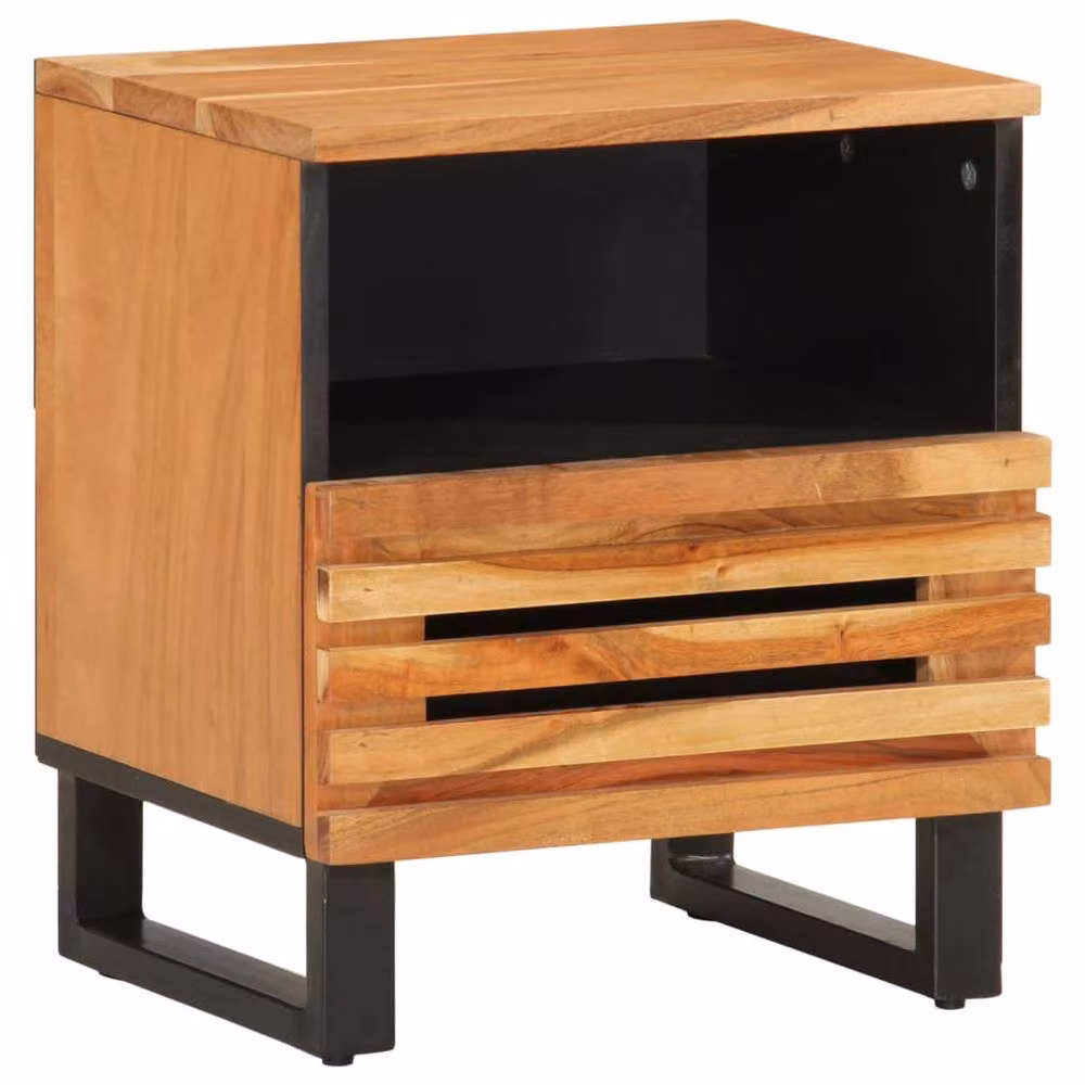 Berkfield Home Acacia Wood Bedside Cabinet in Brown, W/D/H: 40 x 33 x 46 cm – 2