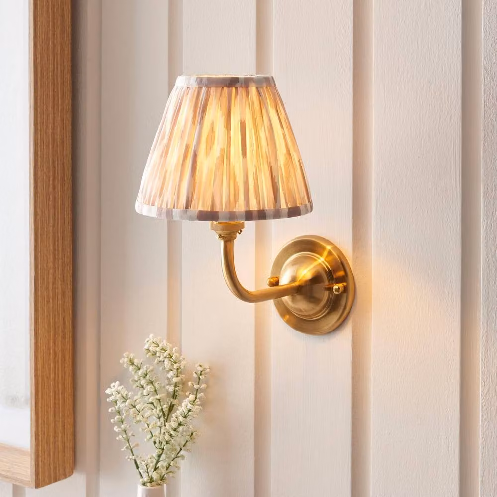 Netlighting Dome Arc Wall Light with Multicolour Fabric Ikat Shade in Gold/Brass, 16 cm – 2