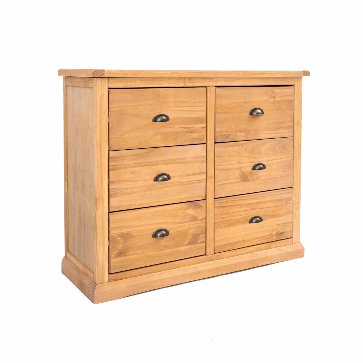 Cabinet Bits Lucca 6 Drawer Chest of Drawers in Brown Waxed Pine with Brass Handles – 2