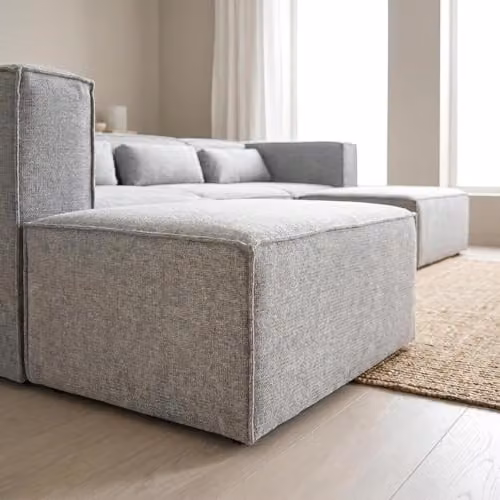 Abakus Direct Doris U-shape Modular Sofa in Grey with Fabric Upholstery and Solid Wood Frame – 3