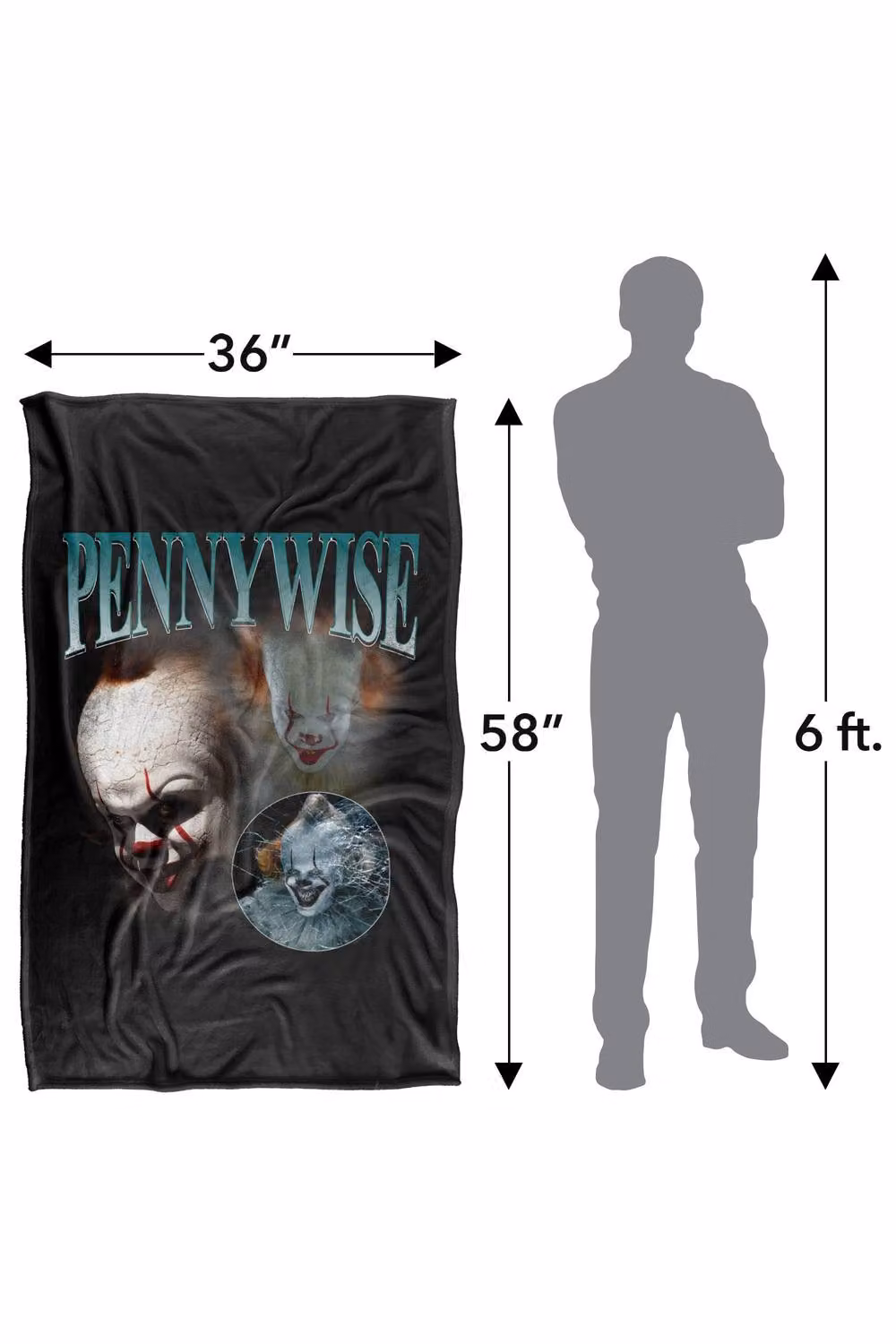 LOGOVISION It Chapter 2 Pennywise Bootleg Super Soft Silky Touch Fleece Throw Blanket, Multicolour, W/D/H: 91 x 147 cm – 8