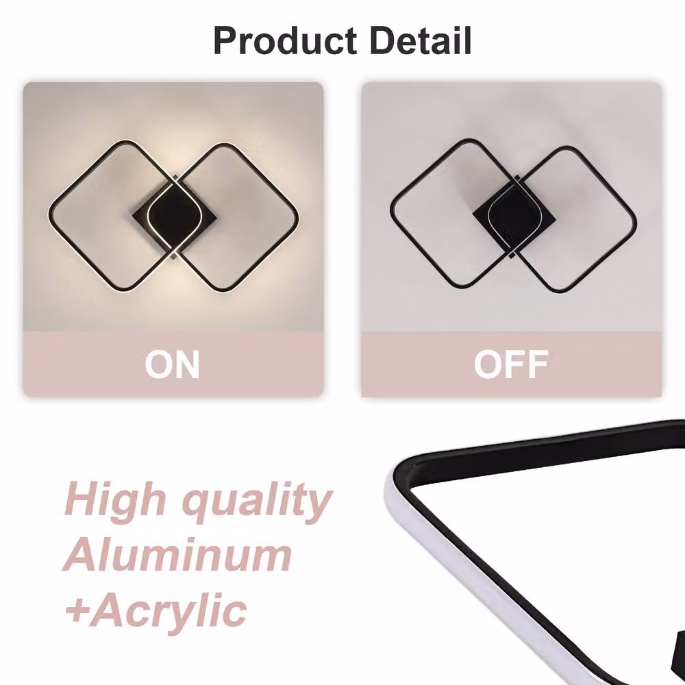 Pheashine Modern Square LED Ceiling Light, 42W, 4500K Neutral White, Black – 2