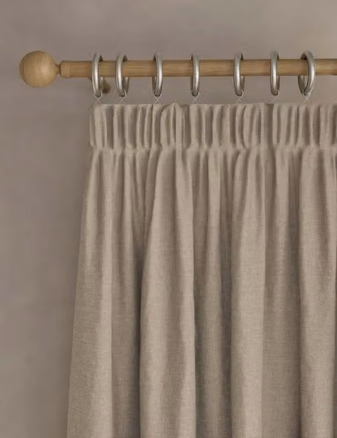 M&S Isabelle Pencil Pleat Blackout Curtains, Beige, H: 168 cm x W: 137 cm