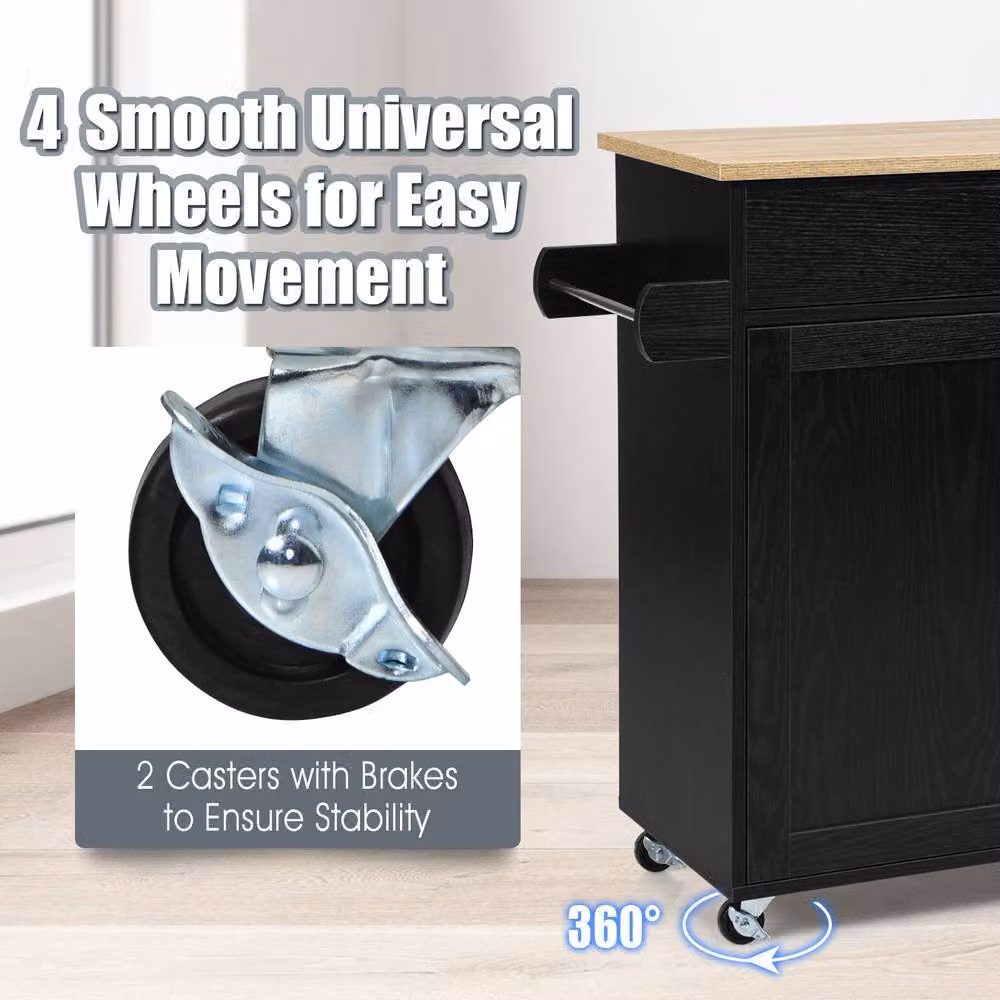 Costway Kitchen Island Cart Rolling Storage Trolley in Black – 3