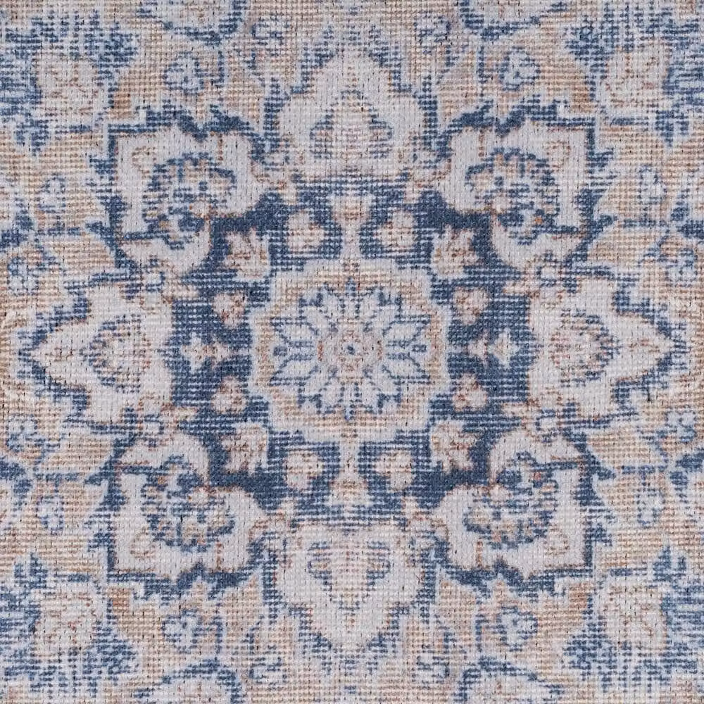 Kukoon Blue Distressed Flatwoven Rectangular Area Rug for Living Rooms and Hallways W: 200 cm, D: 290 cm – 2