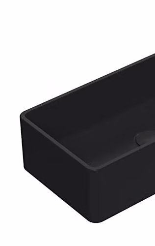 nuie NBV480 Luxe Rectangular Ceramic Countertop Vessel Basin Sink, Matt Black, W: 46.5 cm, D: 12.0 cm, H: 23.5 cm – 3