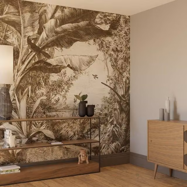Superfresco Easy Jungle Book Mono Print Wall Mural in White, W: 300 cm, H: 280 cm – 1