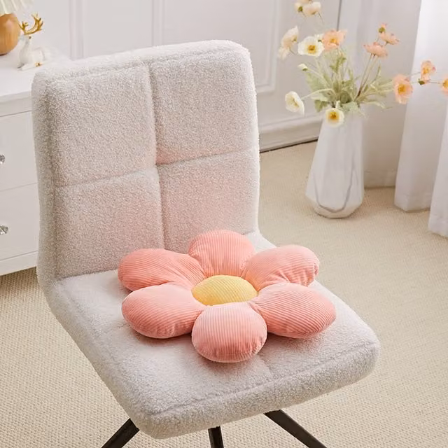Livingandhome Plush Flower Seat Pad Cushion in Pink