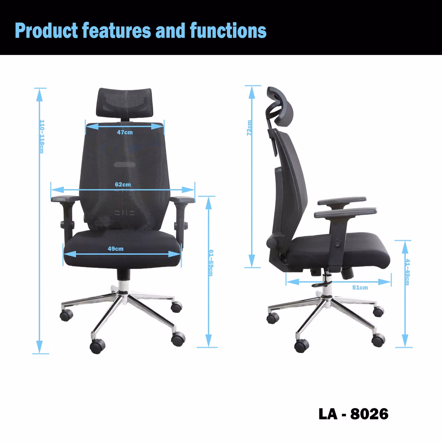 JFY Executive Padded Swivel Office Chair with Headrest and Armrests in Black Fabric – 2