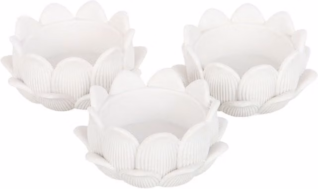 Something Different Lotus Tealight Holder Pack of 3 - White