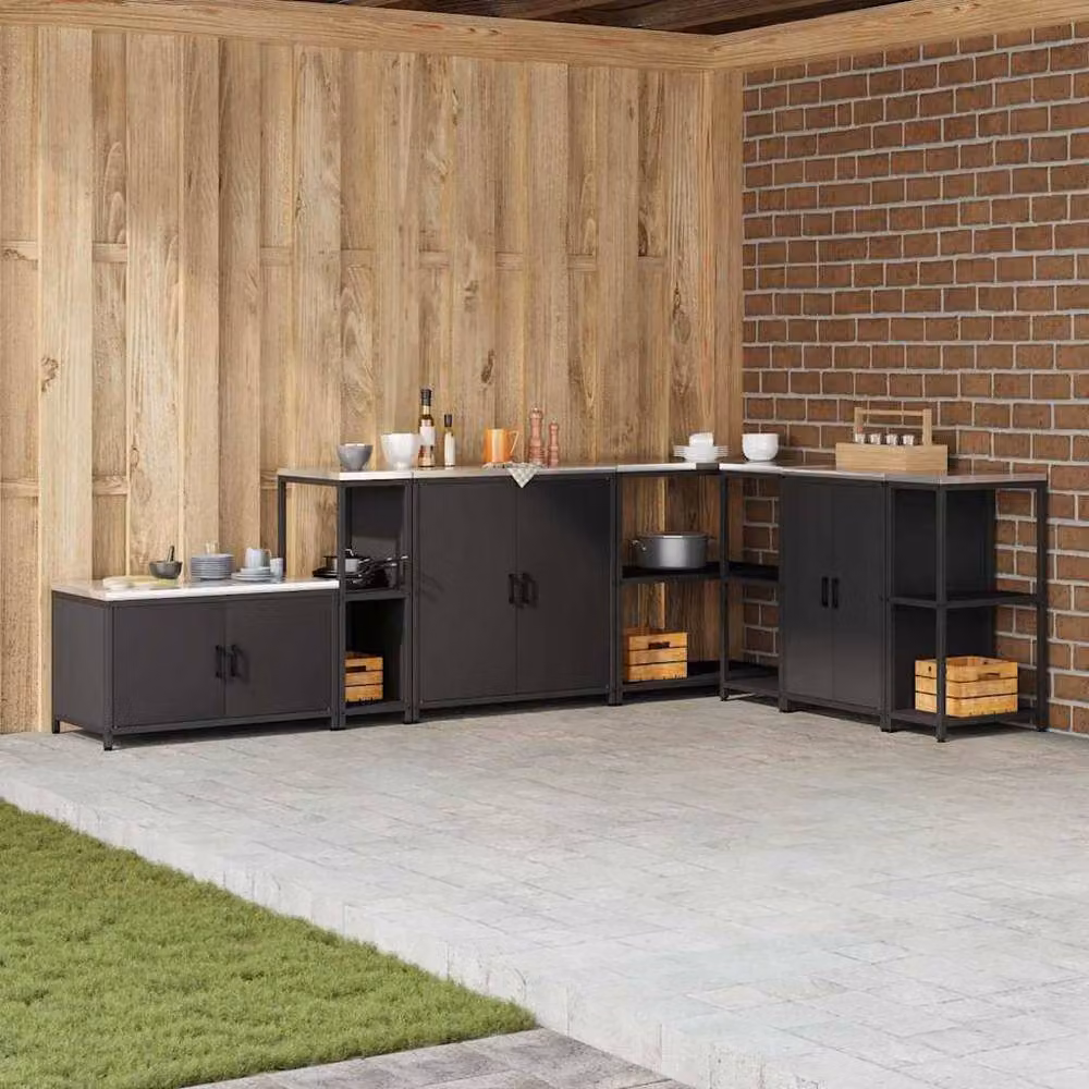 Berkfield Home Modern Black Metal Kitchen Storage Shelf – 2