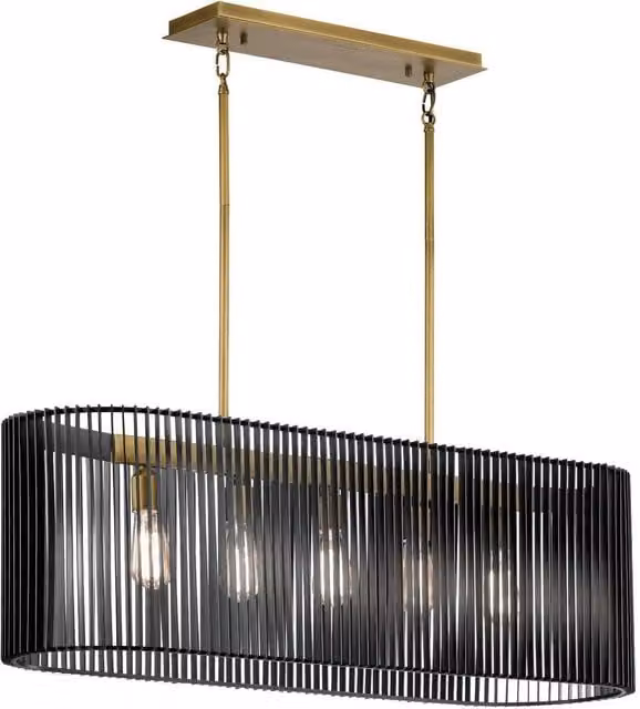 Kichler Linara Wire Frame Pendant Ceiling Light in Black and Natural Brass – 1