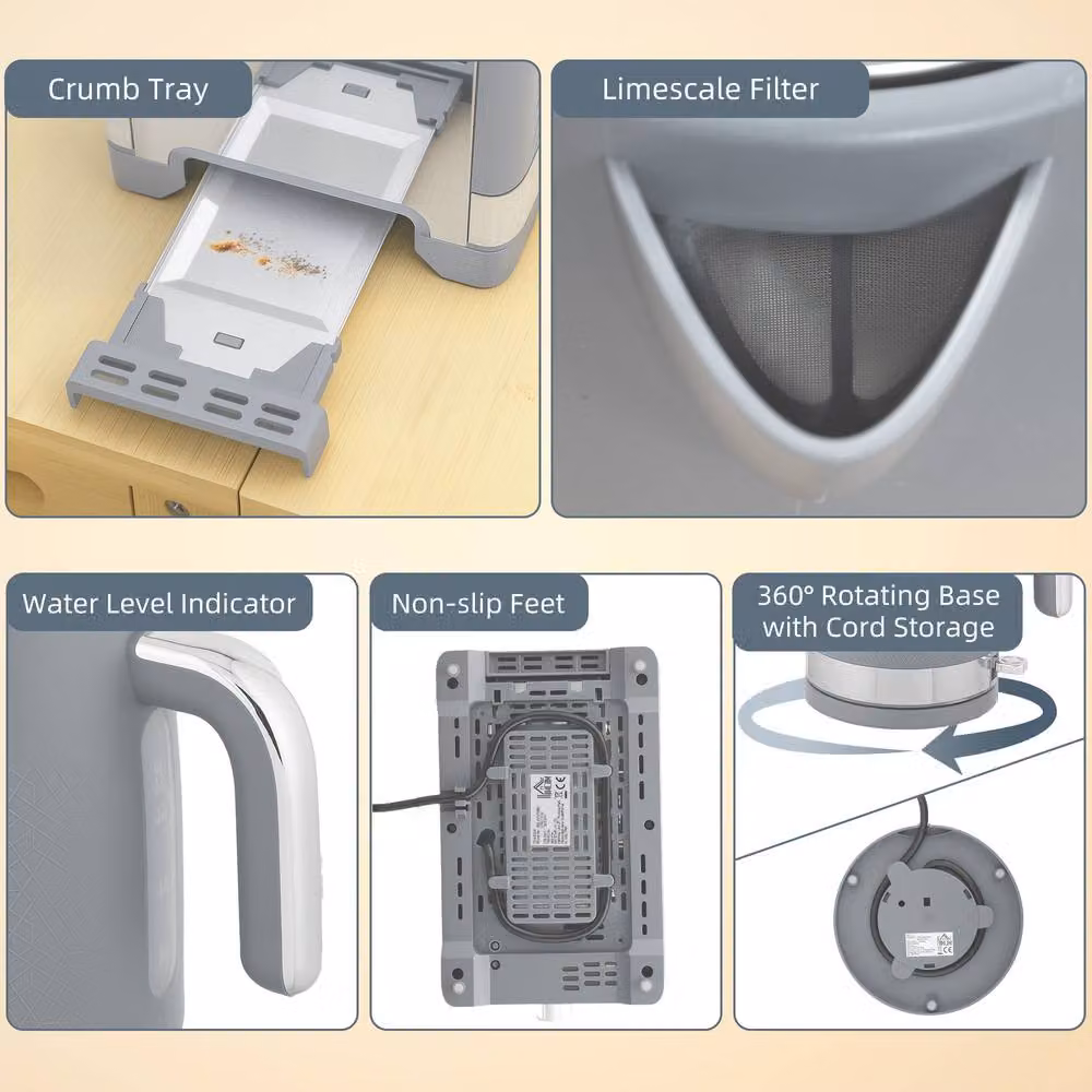 STILVORA Kettle and Toaster Set in Grey – 3