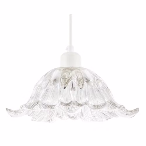 Happy Homewares Art Nouveau Sculptural Transparent Glass Pendant Ceiling Lighting Shade, W: 28 cm, D: 10 cm, H: 10 cm