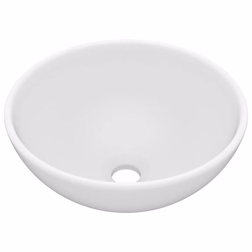 Berkfield Home Luxury Round Ceramic Bathroom Basin in Matt White, W: 32.5 cm, H: 14 cm – 2
