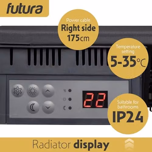 Futura 1000W Grey Electric Radiator Set of 2 with Advanced Thermostat Control and Setback Timer – 6