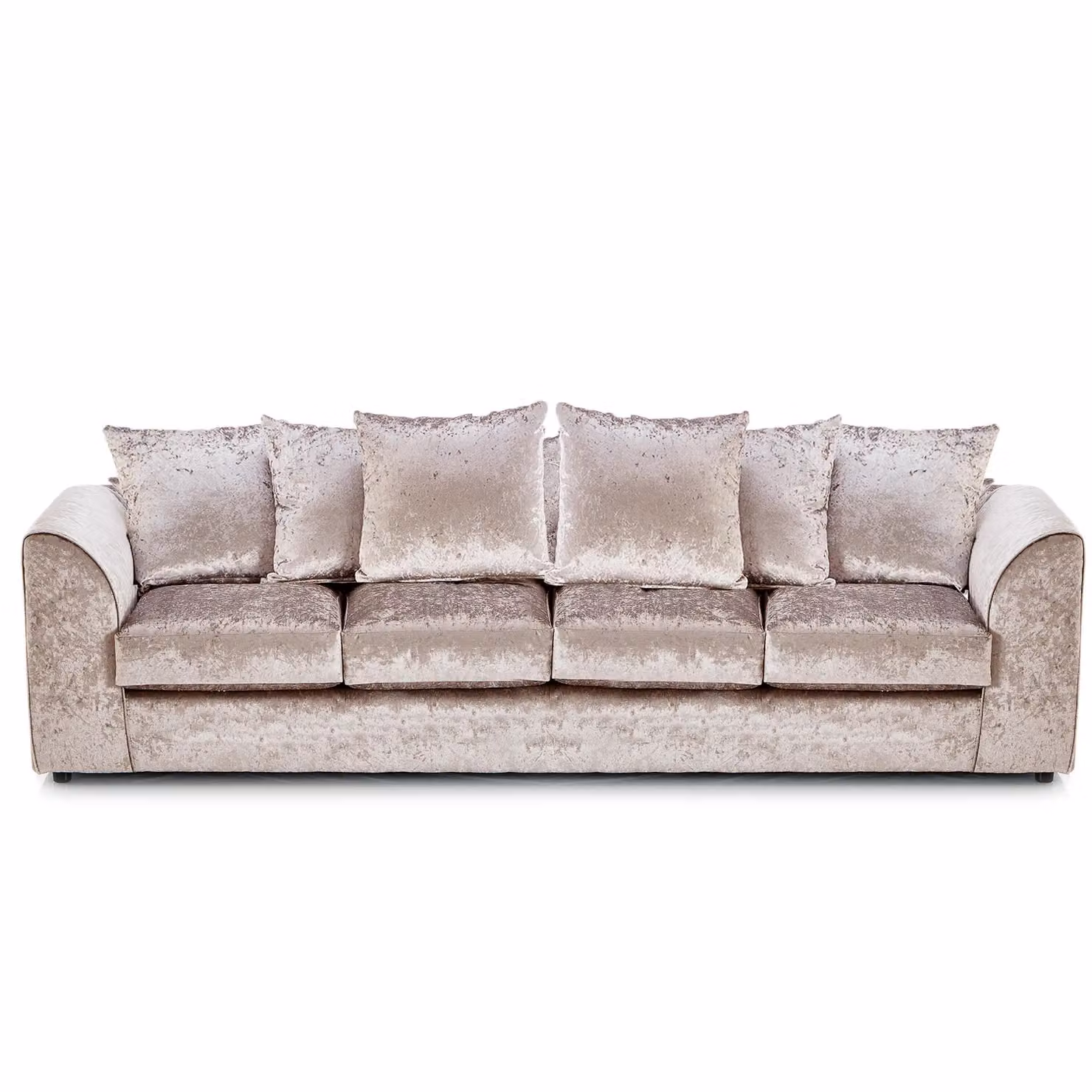 Furnishings For Less UK Crystal Crushed Velvet 4 Seater Curved Arm Sofa in Beige – 2