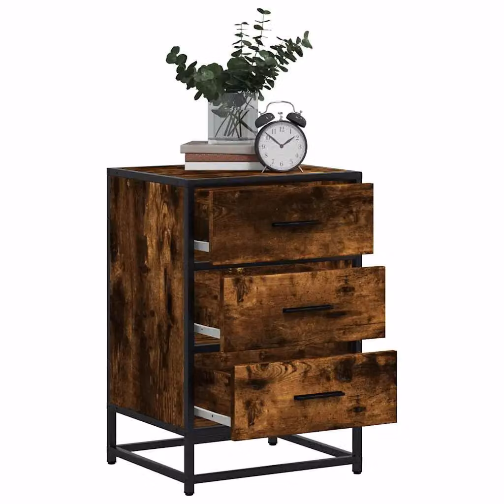Berkfield Home Bedside Cabinet in Smoked Oak Brown, W: 40 cm, D: 34.5 cm, H: 60 cm – 3