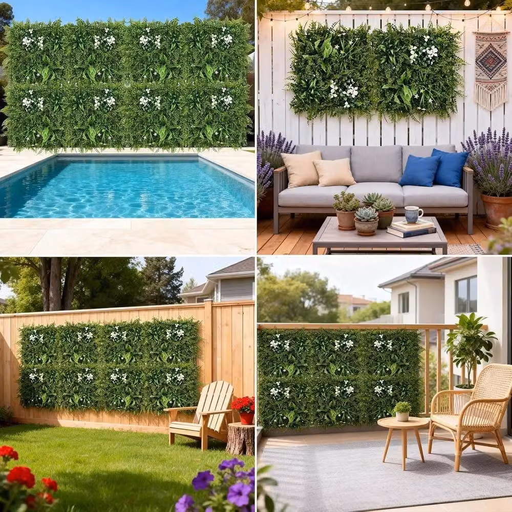 VOGREX Artificial Boxwood Topiary Plant Wall Mats, Green, W/D/H: 50 x 50 x 50 cm – 2