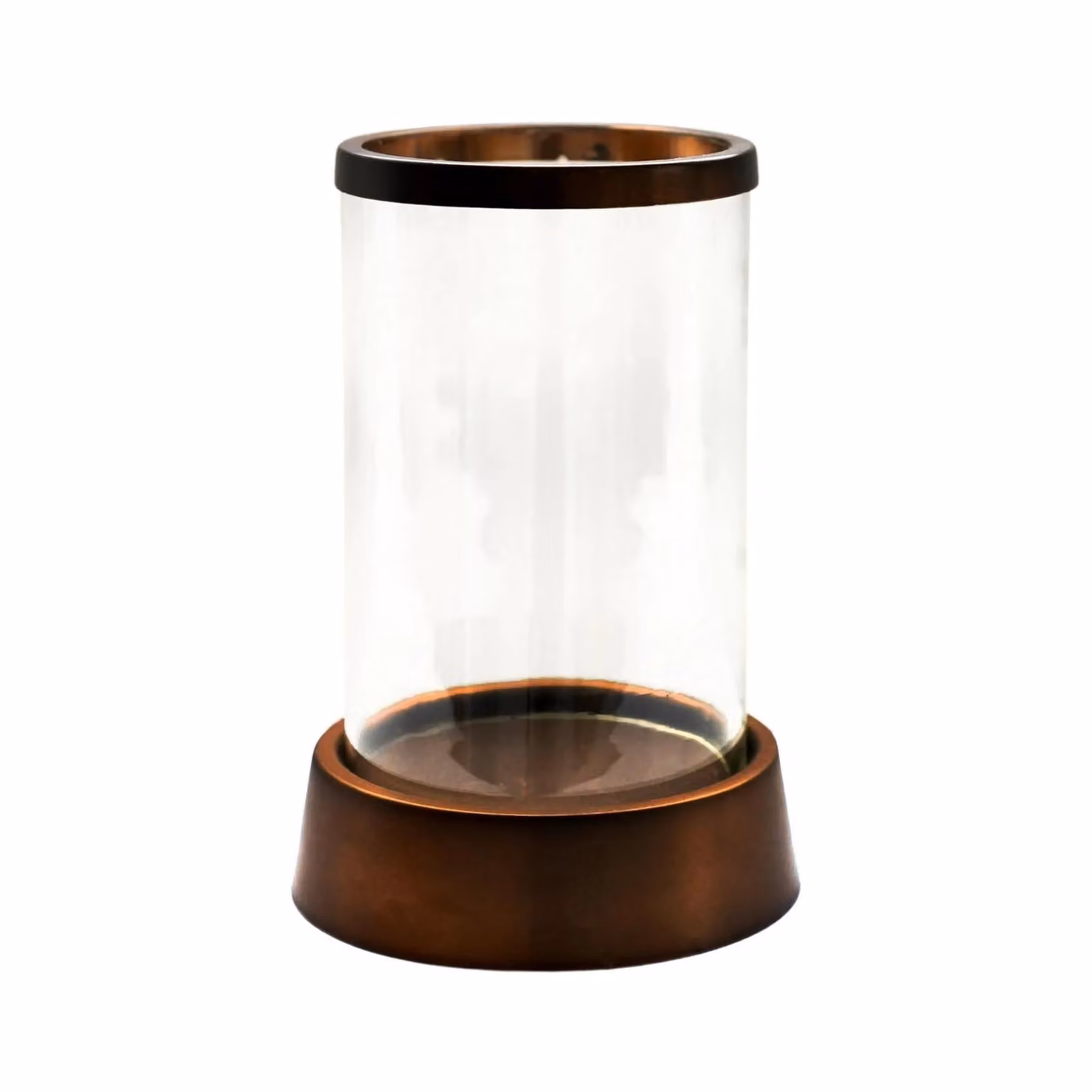 Ivyline Hampton Bronze Metal and Glass Tabletop Hurricane Lantern, H: 28 cm, W: 18 cm, D: 18 cm – 2