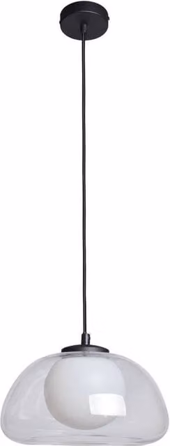 Netlighting Ainale Modern Dome Pendant Ceiling Light in Black with Transparent Glass