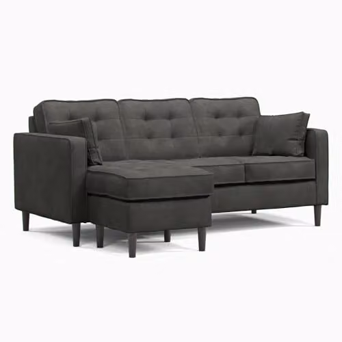 Furnishings For Less UK Eden Toledo Graphite Fabric Reversible 3 Seater Corner Sofa – 1