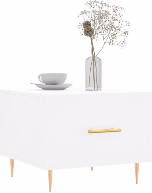 Berkfield Home White Decorative Square Coffee Table in Engineered Wood, W/D/H: 50 x 50 x 40 cm