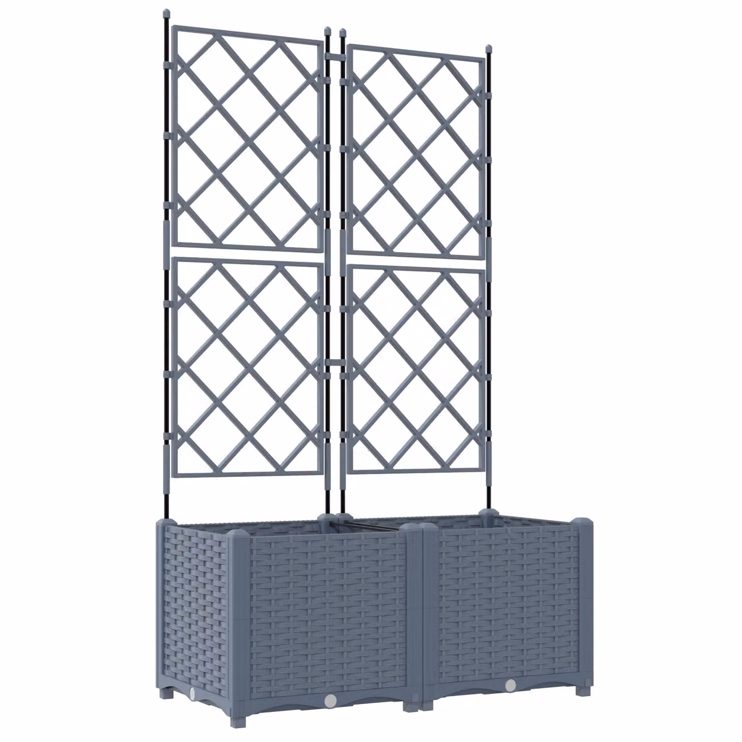 Berkfield Home Garden Planter with Trellis, 2 Piece Set, Grey, W: 80 cm, D: 40 cm, H: 143 cm – 2