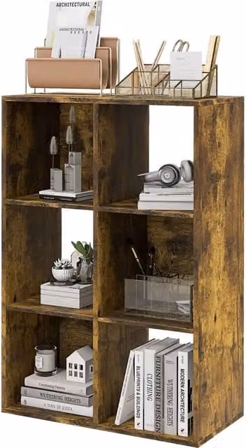 Furnold 6 Cube Freestanding Storage Unit Bookcase in Brown, W/D/H: 91.5 x 29.5 x 61.5 cm