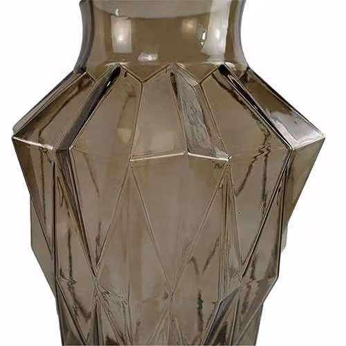Leaf Modern Geometric Brown Glass Tabletop Vase, Height: 30 cm – 2