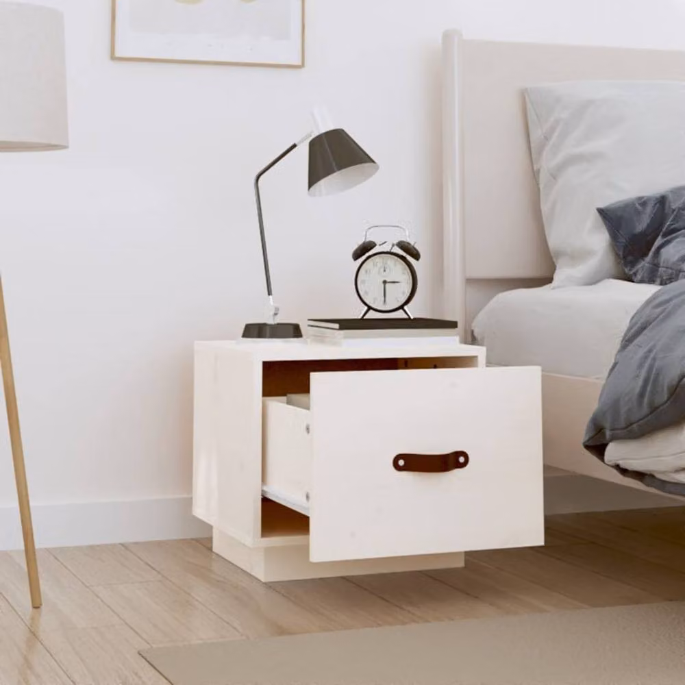Berkfield Home Set of 2 White Solid Wood Pine Bedside Cabinets W/D/H: 40 x 34 x 35 cm – 2
