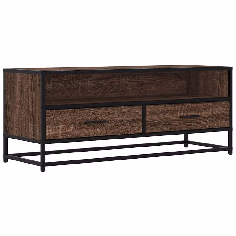 Berkfield Home Industrial TV Cabinet in Brown Oak, W/D/H: 100 x 34.5 x 40 cm – 2