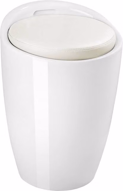 tectake White Bathroom Stool with Synthetic Leather Removable Cover