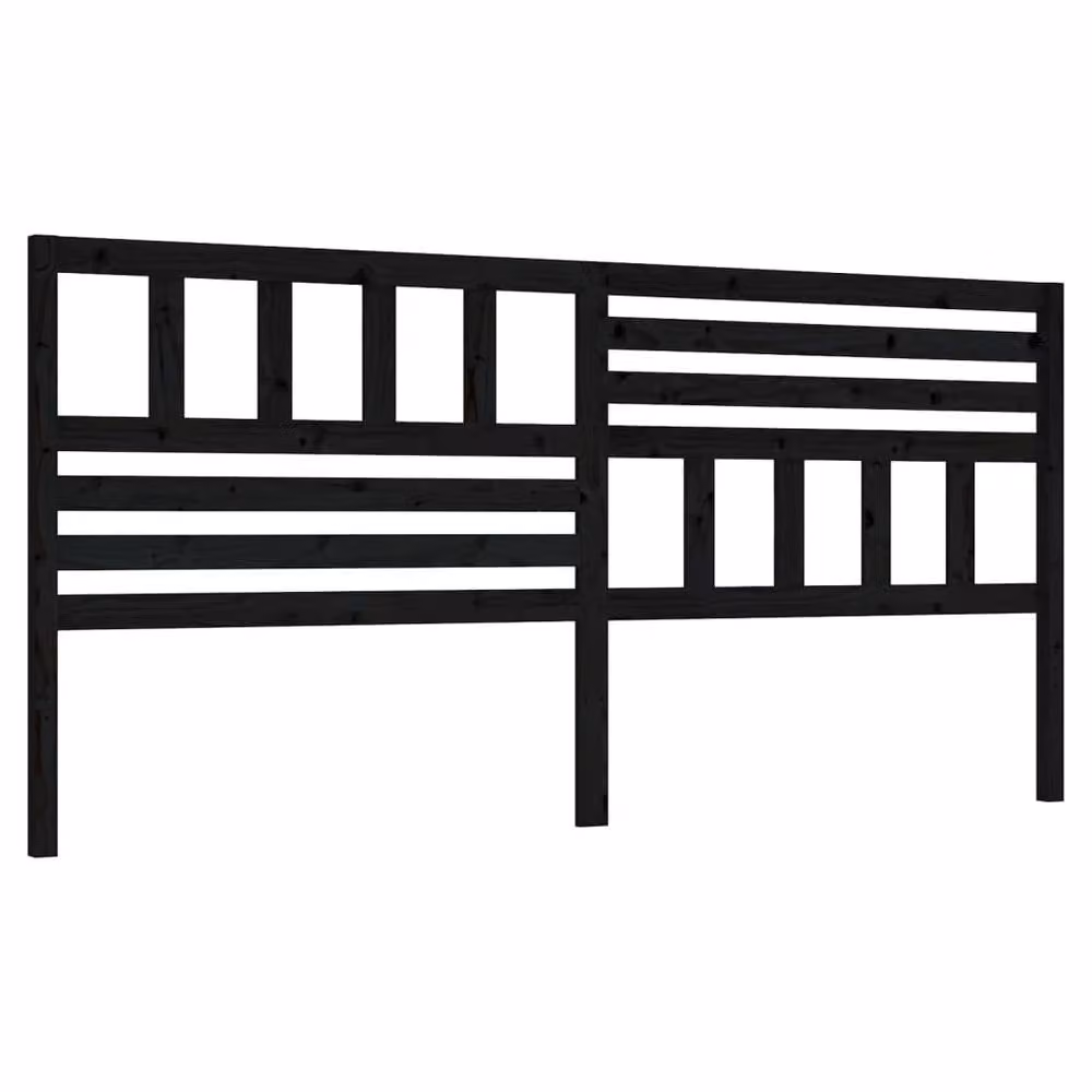 Berkfield Home Beautiful Bed Headboard in Black Solid Pine Wood, W: 186 cm, D: 4 cm, H: 100 cm – 2