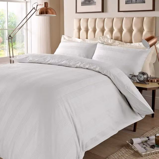 Roseley White Multi Stripe Cotton Duvet Cover Set, Single, 90 x 190 cm