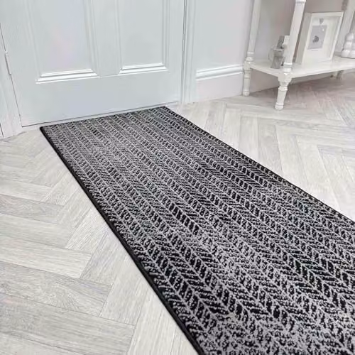 runrug Empire Soft Hallway Runner Rug in Black, W/D/H: 70 x 330 x 0.9 cm