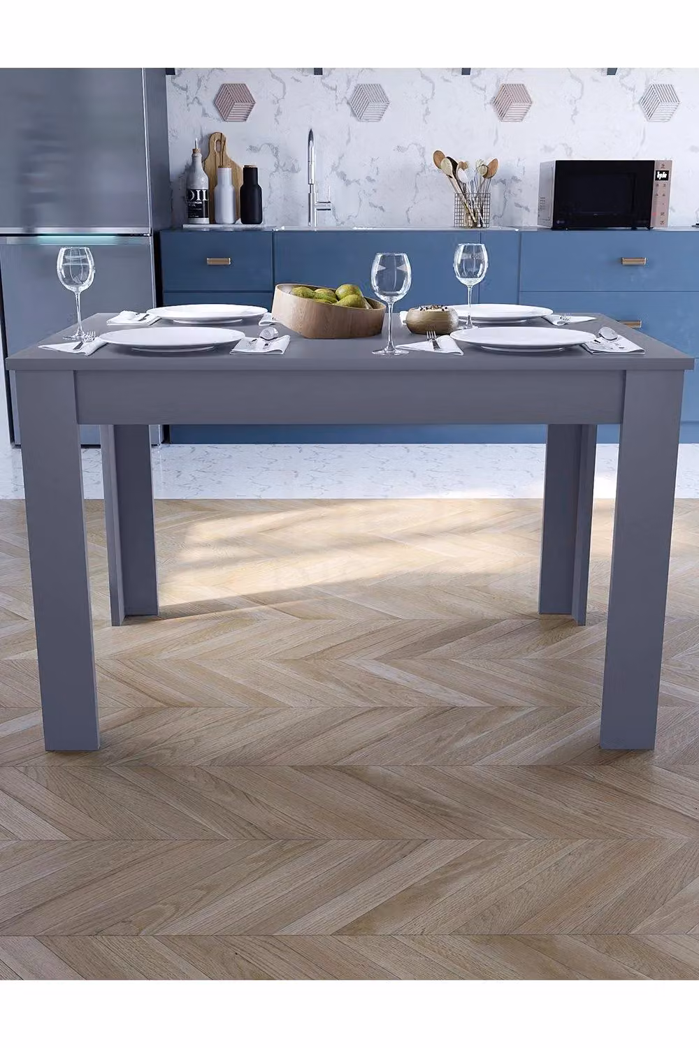 Vida Designs Medina 4 Seater Rectangular Dining Table in Grey – 3