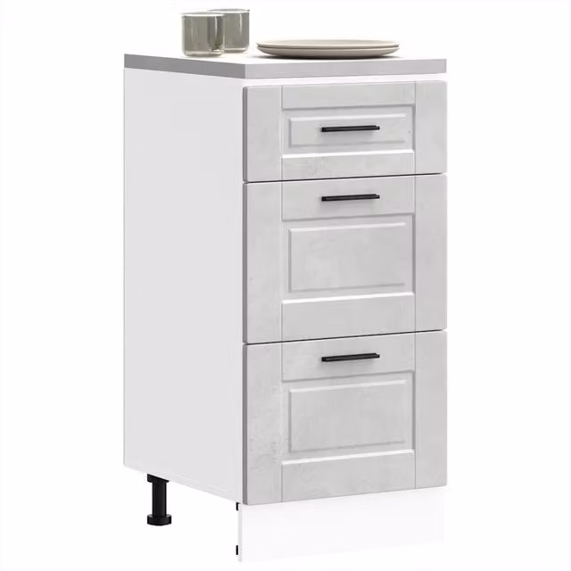 Berkfield Home Porto Modern Kitchen Base Cabinet in Matt Concrete Grey Engineered Wood