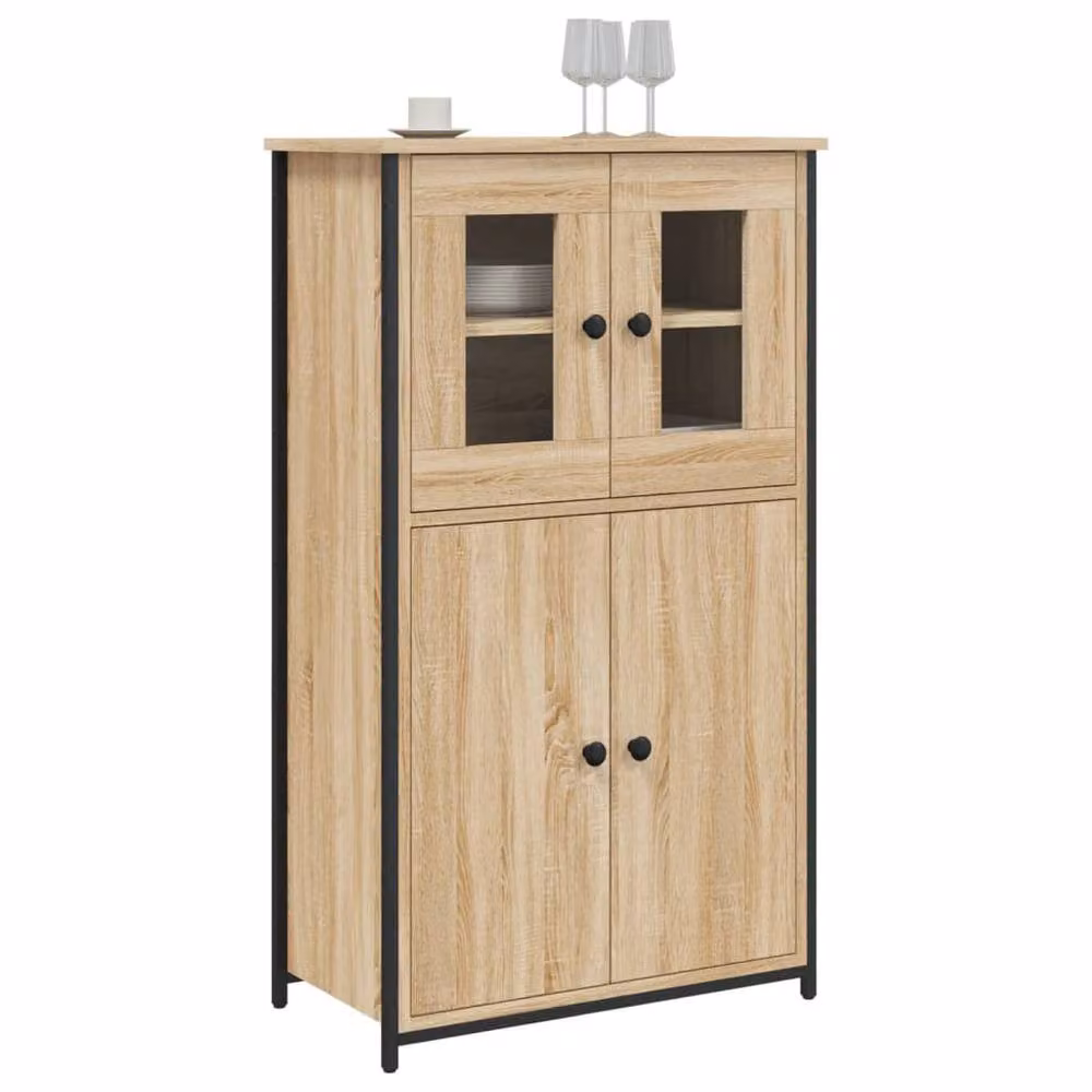 Berkfield Home Sonoma Oak Highboard in Light Oak, W/D/H: 62 x 32 x 106.5 cm – 3