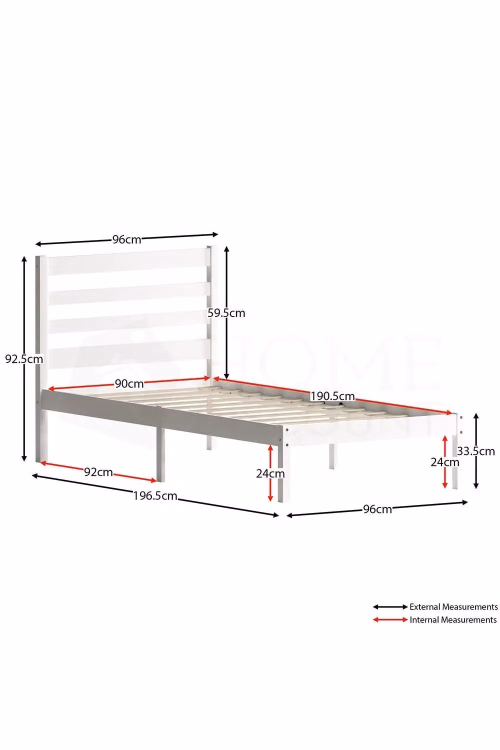 Home Discount Junior Vida Libra Single Wooden Bed for Children in White, W/D/H: 190 x 90 x 92.5 cm – 2