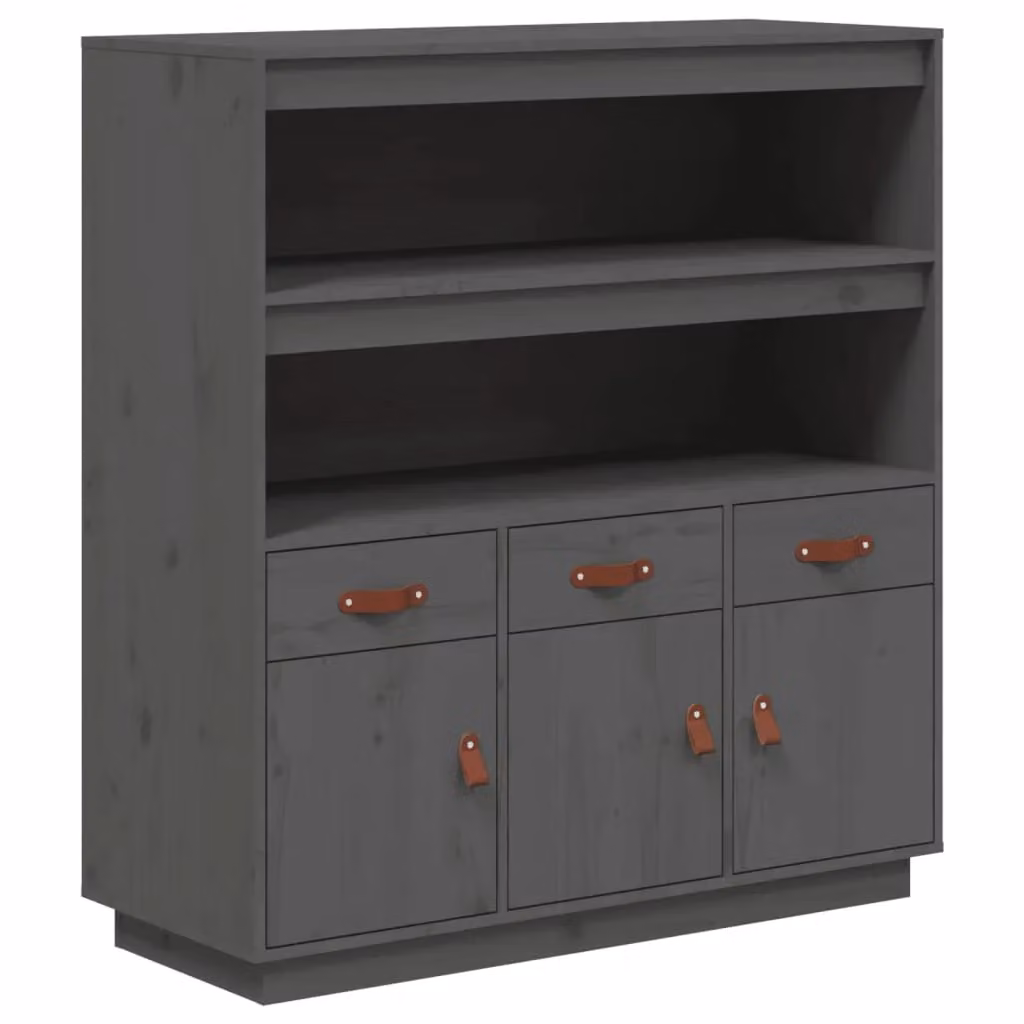 Berkfield Home Grey Rustic Solid Wood Pine Highboard W/D/H: 100 x 40 x 108.5 cm – 2
