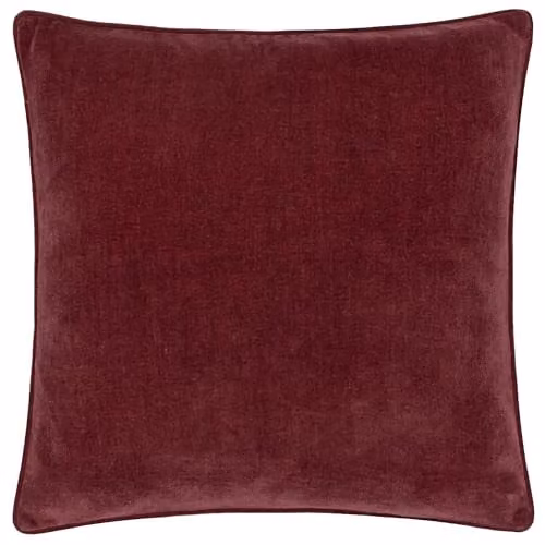 Yard Red Chenille and Velvet Square Cushion, W/D/H: 50 x 50 x 50 cm – 1
