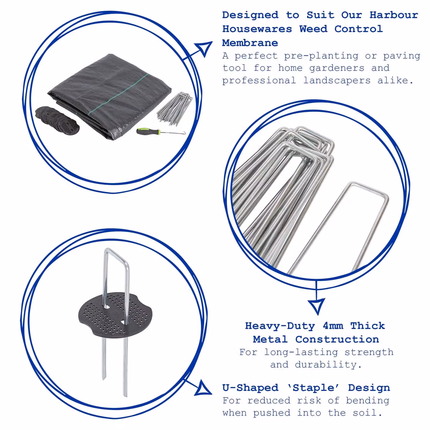 Harbour Housewares 80pc Weed Membrane Fixing Set with Removal Tool, 15cm, Silver – 2